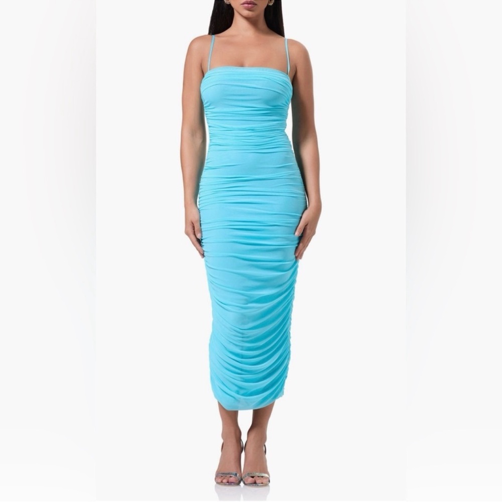 AFRM Hazel Ruched Turquoise Dress Size XXL